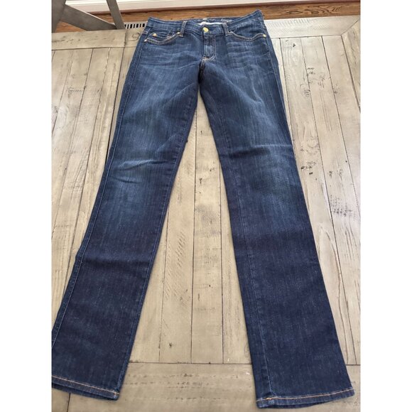 7 For All Mankind Kimmie Straight Leg Dark Wash Contrast Jeans Size 27 - Picture 1 of 3